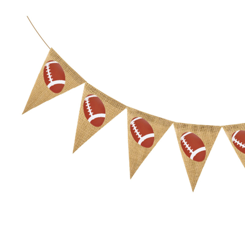 Factory Direct Sales Retro Style Linen Triangle Flag Pulling Sports Festival Red Decorative Party String Flag Pulling Flag