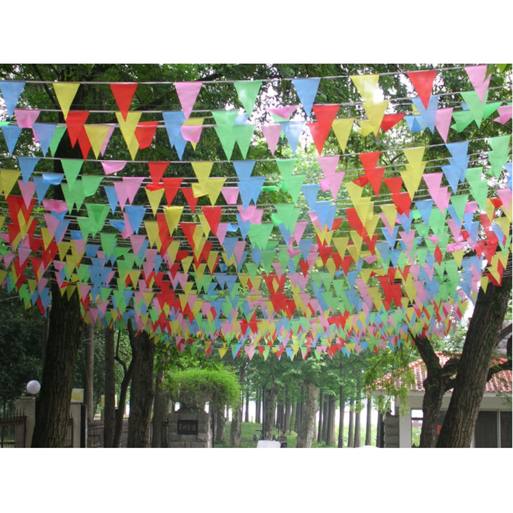 Triangle Flag Colorful Flag Layout Decoration Dress up Ribbon Five Colors Latte Art Opening Props Hanging Flag