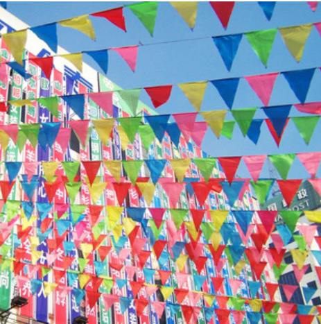 Triangle Flag Colorful Flag Layout Decoration Dress up Ribbon Five Colors Latte Art Opening Props Hanging Flag