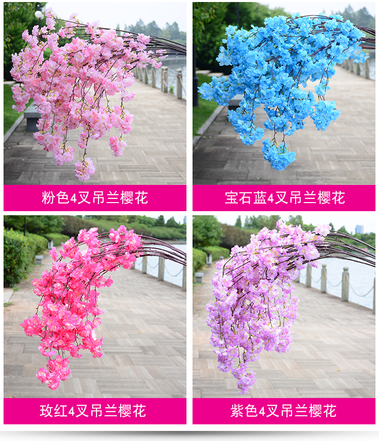 Artificial Cheery Branch Ornamental Flower Fake Flower Indoor Wedding Ceiling Decoration Plastic Bouquet Rattan Vine Cherry Tree Artificial Cheery Branch Ornamental Flower Fake Flower Indoor Wedding Ceiling Decoration Plastic Bouquet Rattan Vine Cherry Tree