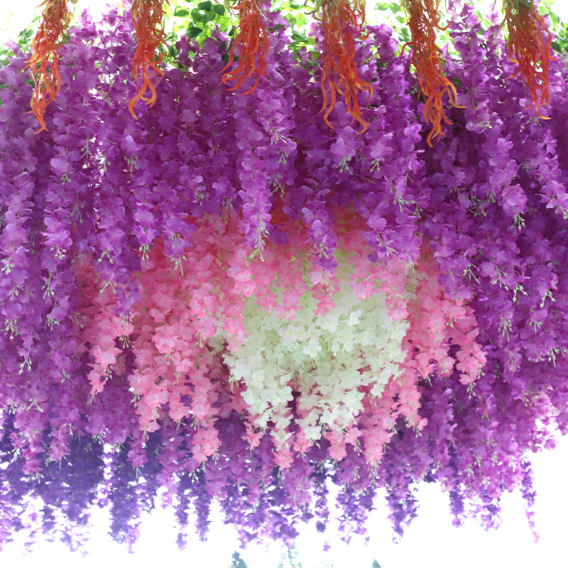 Artificial Wisteria Ceiling Wedding Encryption Flower Strip Artificial Flower Tofu Pudding Fake Flower Living Room Decoration Park Hotel Set