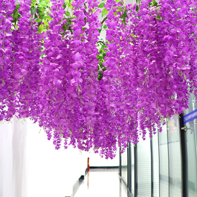 Artificial Wisteria Ceiling Wedding Encryption Flower Strip Artificial Flower Tofu Pudding Fake Flower Living Room Decoration Park Hotel Set