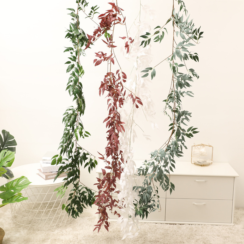 Simulation 1.7m willow leaves wedding condole ceiling winding road guide layout rattan hotel window decoration fake flowers wholesale
