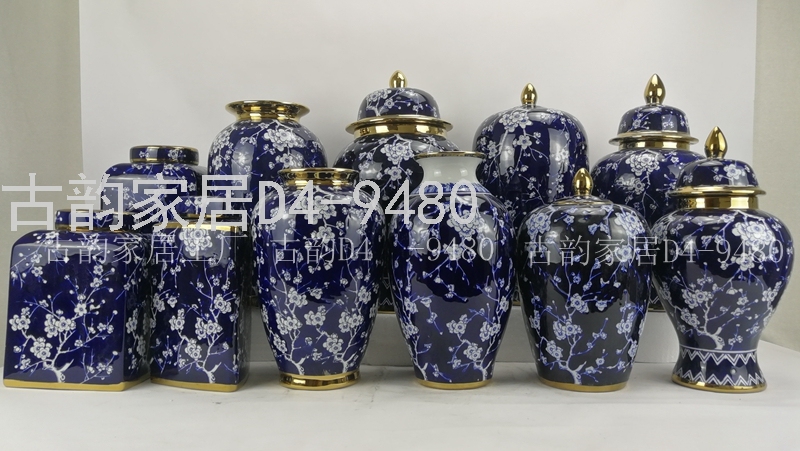 Guyun Factory 9480 Home Ceramic Crafts Decoration Vase Blue and White Porcelain Candy Box