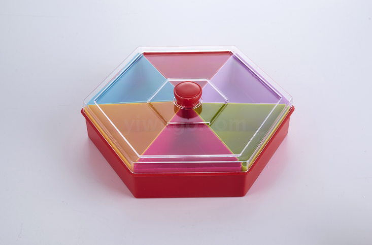 Blue Plastic Dried Fruit Tray Storage with Lid Fruit Box Separated by a Nut Plate Candy Box Fruit Box