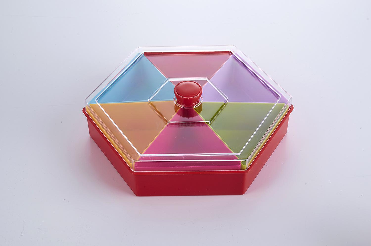Blue Plastic Dried Fruit Tray Storage with Lid Fruit Box Separated by a Nut Plate Candy Box Fruit Box