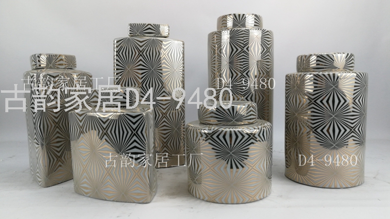 Crafts Decoration Ancient Rhyme Home Factory Creative Ceramic Vase Blue and White Porcelain Candy Box 9480