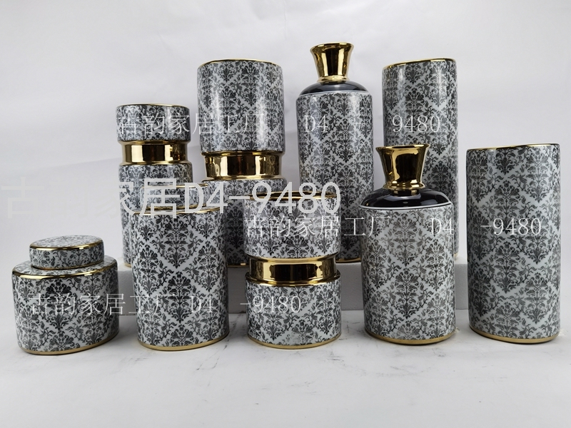 Crafts Decoration Ancient Rhyme Home Factory Creative Ceramic Vase Blue and White Porcelain Candy Box 9480