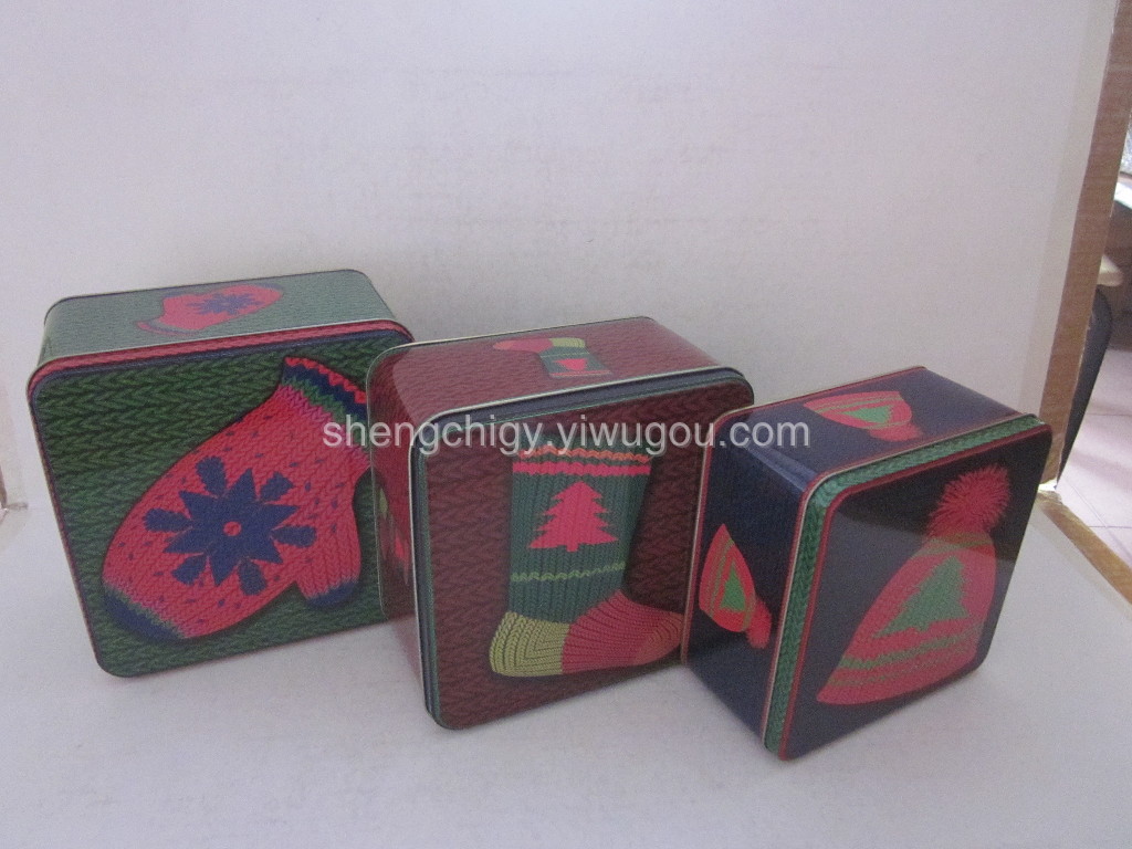 Creative series of Christmas candy box cover three square box 03884
