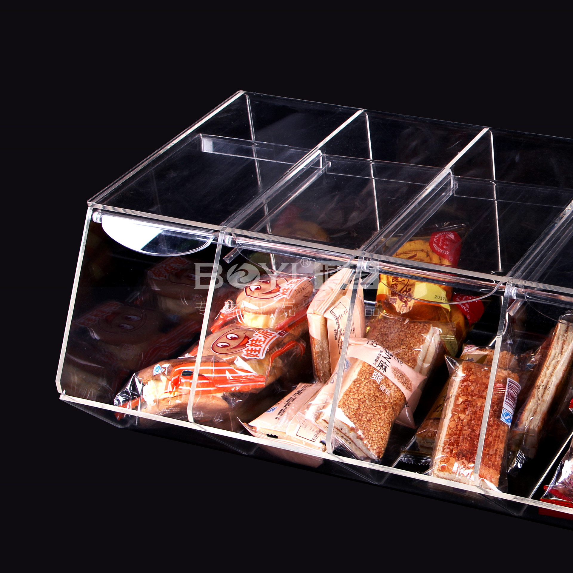 Acrylic bulk snack box acrylic plexiglass candy box acrylic bulk snack box on supermarket shelves