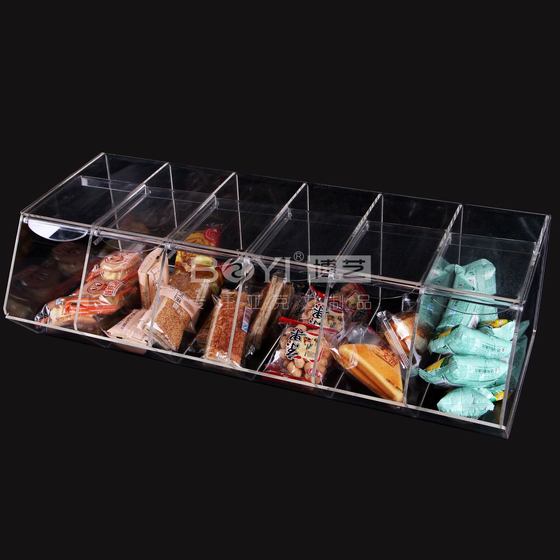 Acrylic bulk snack box acrylic plexiglass candy box acrylic bulk snack box on supermarket shelves