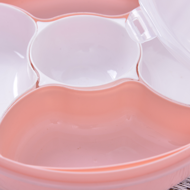 Household Two-Color Living Room Fruit Plate New Year Dried Fruit Tray Candy Box Compartment Snack Dish with Lid Sunflower Seeds Nut Box Seal