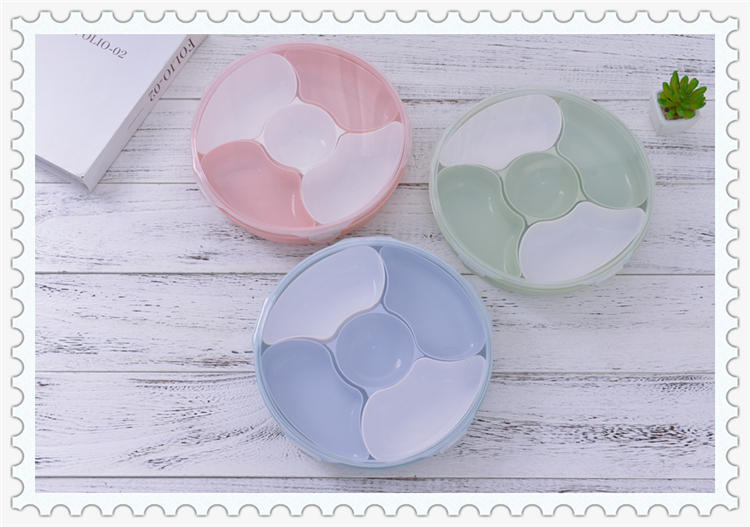 Household Two-Color Living Room Fruit Plate New Year Dried Fruit Tray Candy Box Compartment Snack Dish with Lid Sunflower Seeds Nut Box Seal