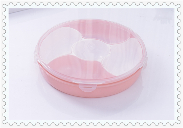 Household Two-Color Living Room Fruit Plate New Year Dried Fruit Tray Candy Box Compartment Snack Dish with Lid Sunflower Seeds Nut Box Seal