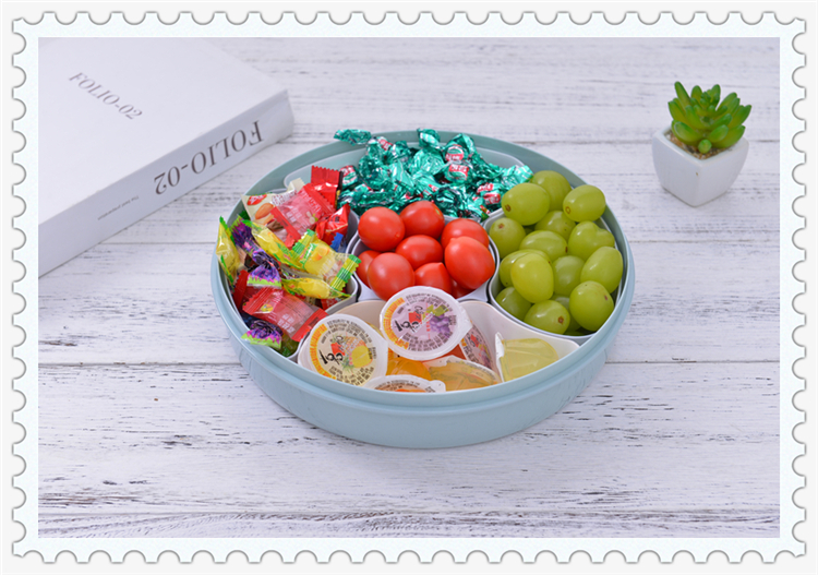 Household Two-Color Living Room Fruit Plate New Year Dried Fruit Tray Candy Box Compartment Snack Dish with Lid Sunflower Seeds Nut Box Seal