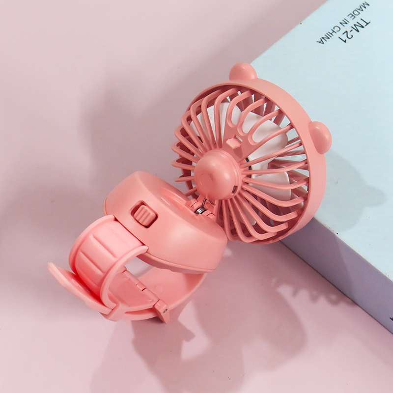 New Creative Cartoon Children&#039;s Wrist Buckle USB Rechargeable Small Fan Outdoor Portable Wristband Mini Fan