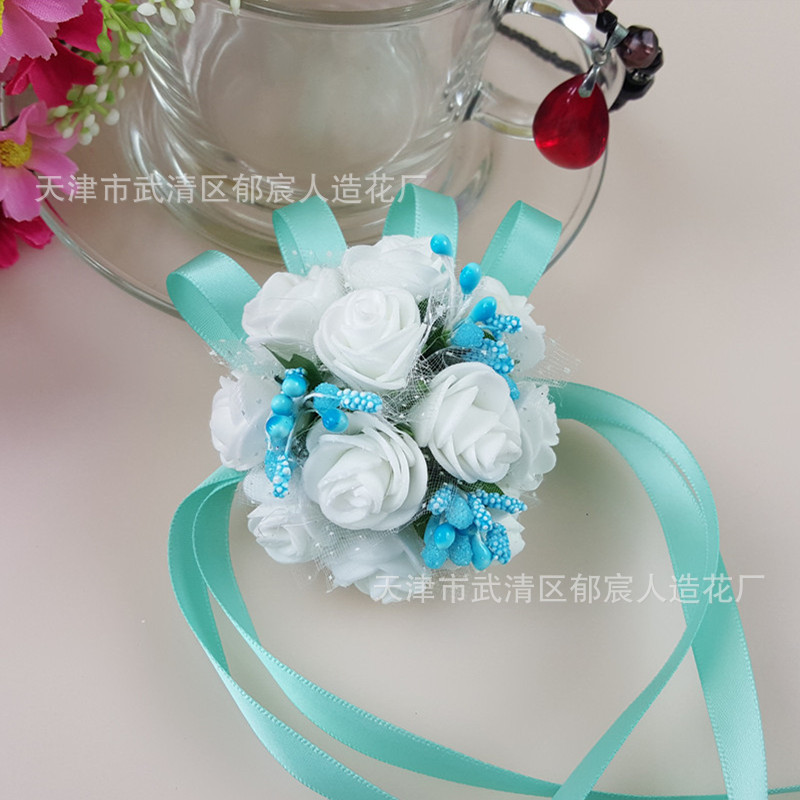 Flower Whole Bride and Bridesmaid Sisters Group Foam Wrist Flower Corsage Wedding Supplies Children Dance Handed Flower