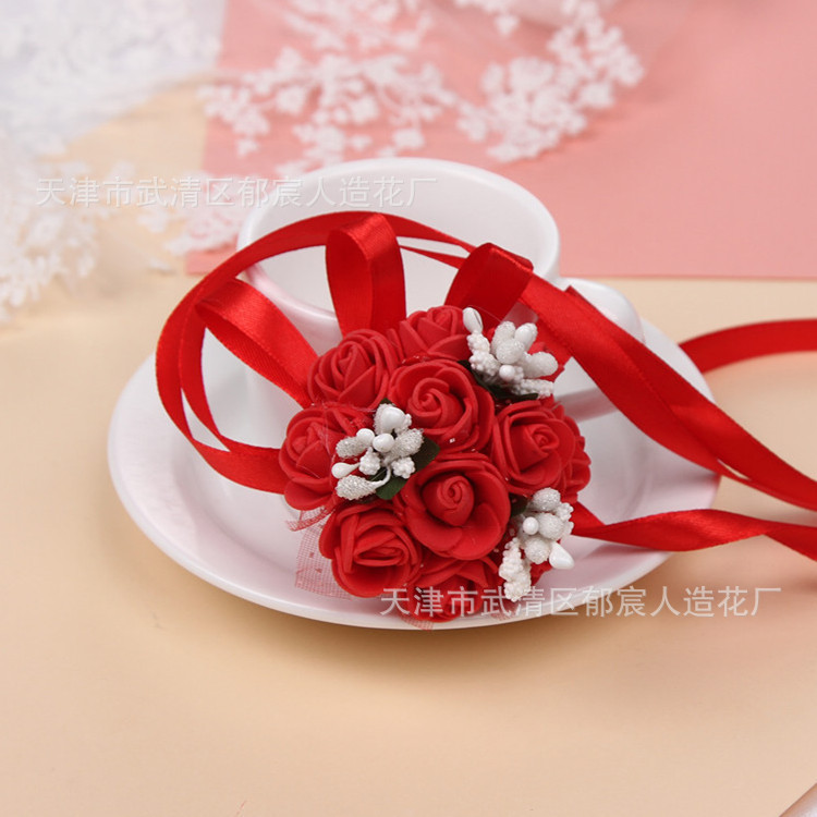 Flower Whole Bride and Bridesmaid Sisters Group Foam Wrist Flower Corsage Wedding Supplies Children Dance Handed Flower