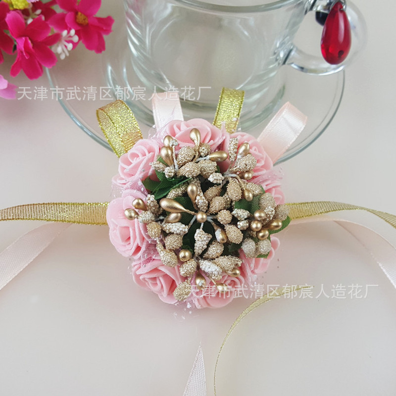 Flower Whole Bride and Bridesmaid Sisters Group Foam Wrist Flower Corsage Wedding Supplies Children Dance Handed Flower