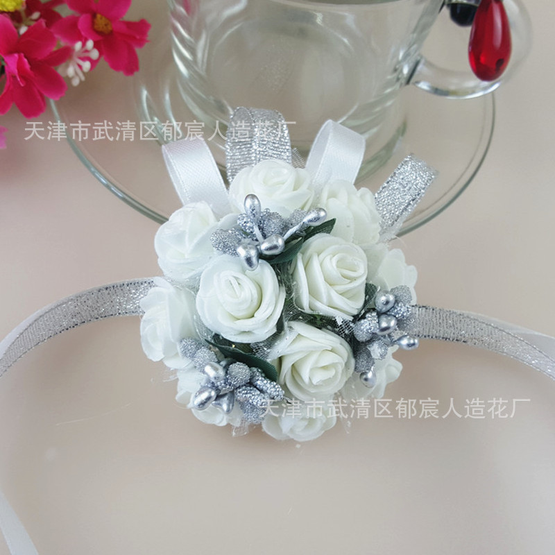 Flower Whole Bride and Bridesmaid Sisters Group Foam Wrist Flower Corsage Wedding Supplies Children Dance Handed Flower
