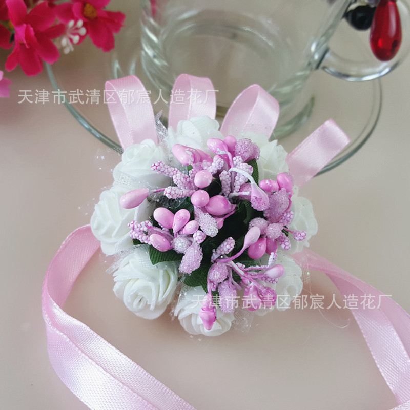Flower Whole Bride and Bridesmaid Sisters Group Foam Wrist Flower Corsage Wedding Supplies Children Dance Handed Flower