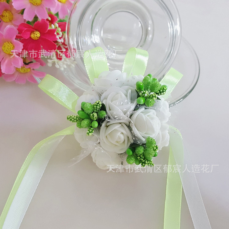 Flower Whole Bride and Bridesmaid Sisters Group Foam Wrist Flower Corsage Wedding Supplies Children Dance Handed Flower