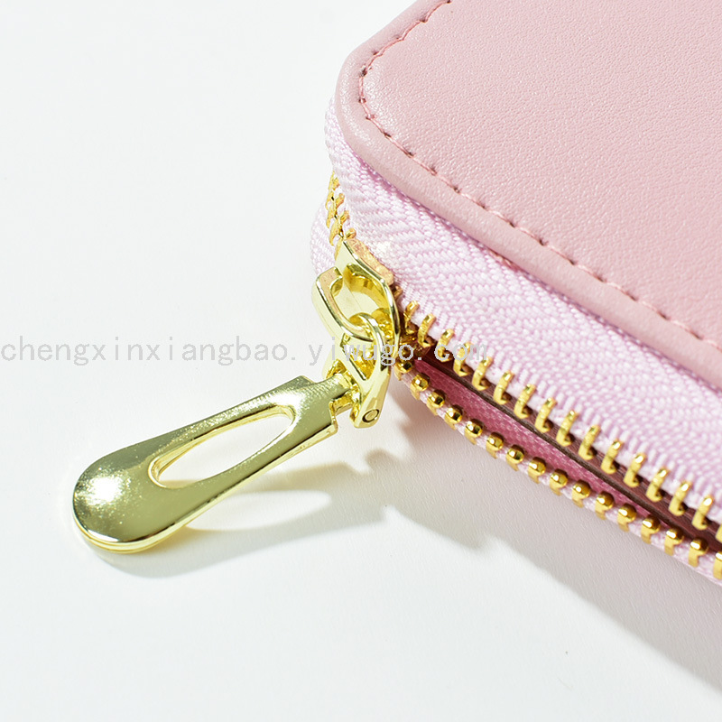 Women&#039;s Wallet Single-Pull Love Zipper Wrist Strap Clutch Korean Fashion Large Capacity Mobile Phone Bag