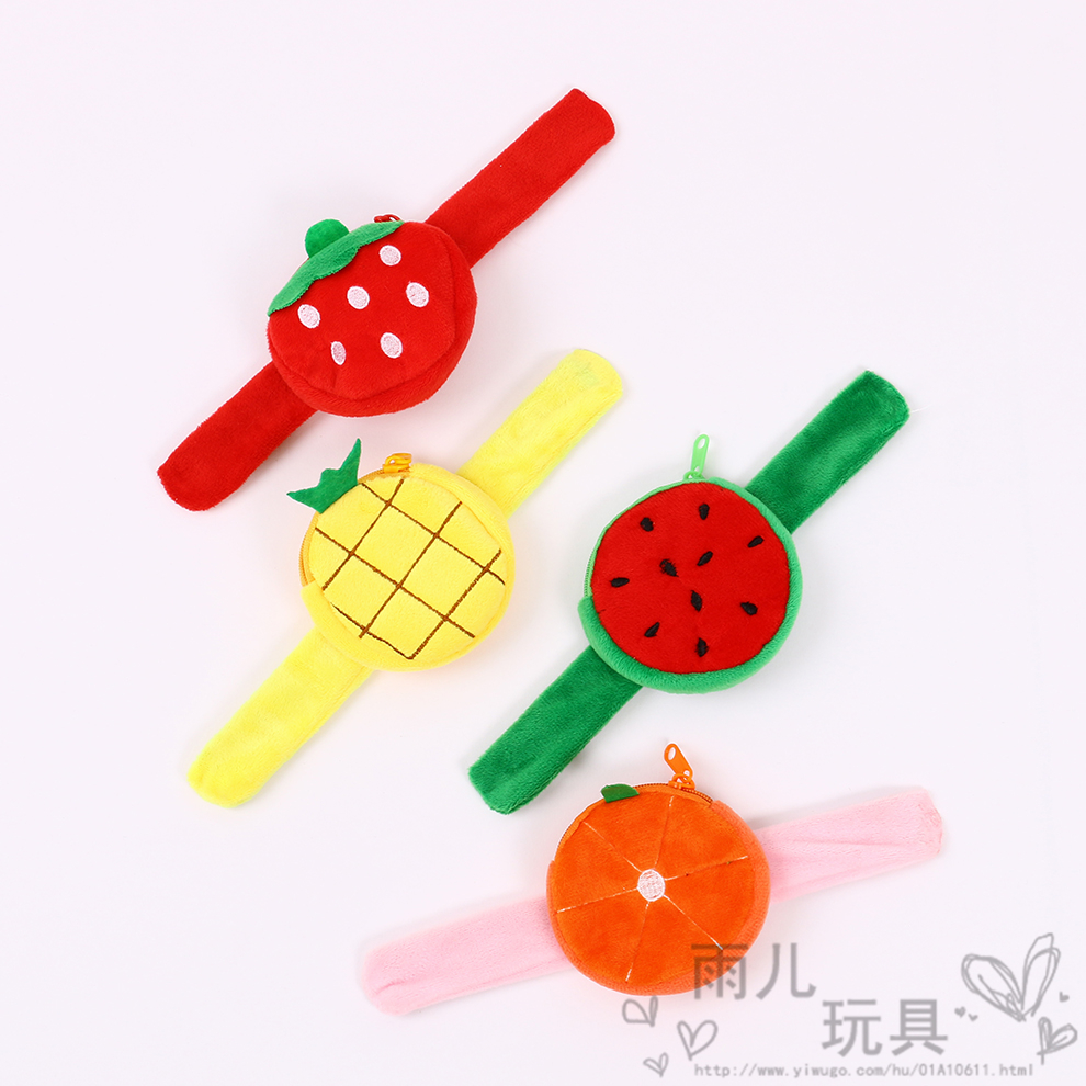 Cute Cartoon Fruit Series Plush Coin Purse New Children&#039;s Ring Pop Doll Wrist Strap Toy Small Wallet