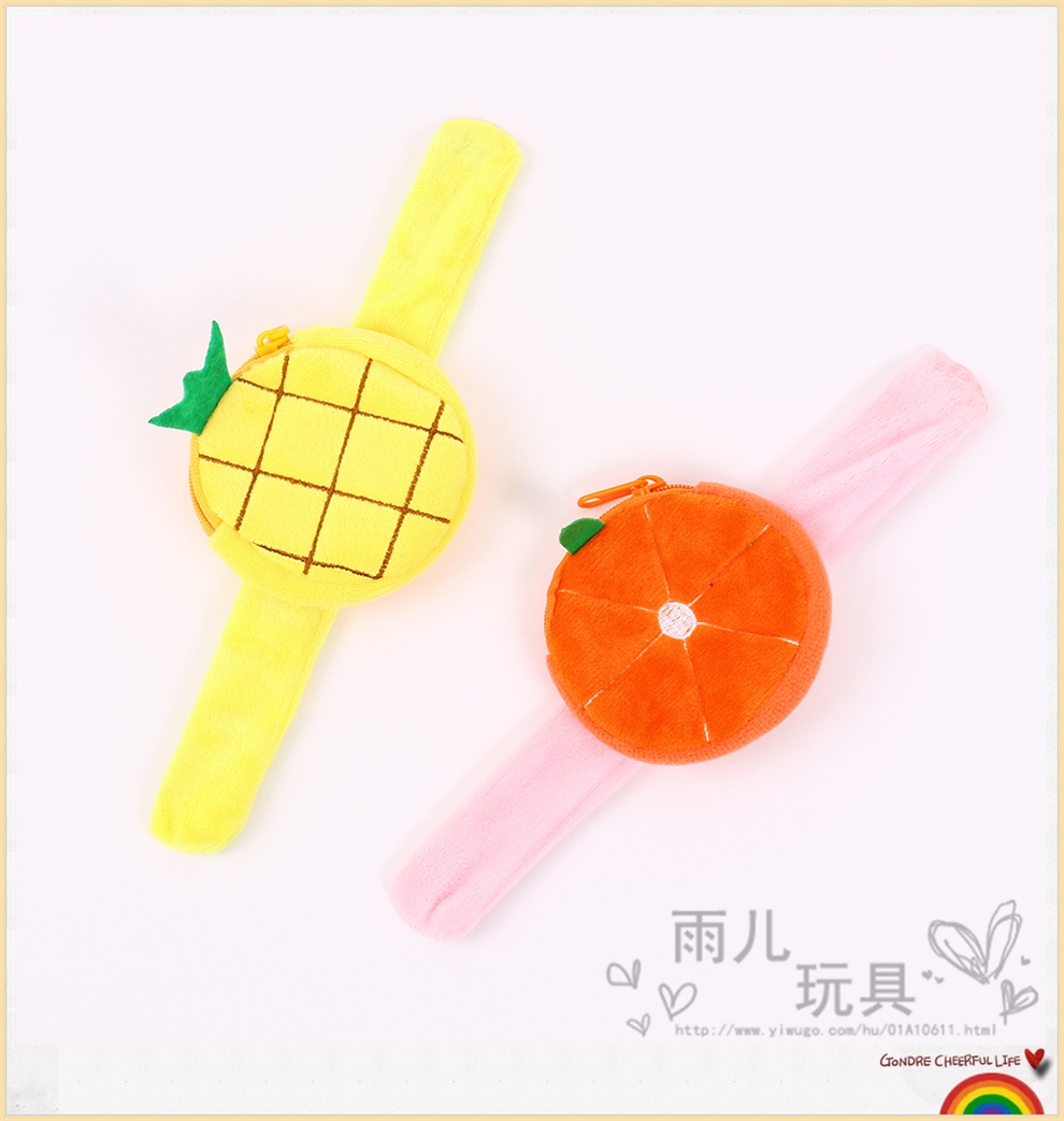 Cute Cartoon Fruit Series Plush Coin Purse New Children's Ring Pop Doll Wrist Strap Toy Small Wallet
