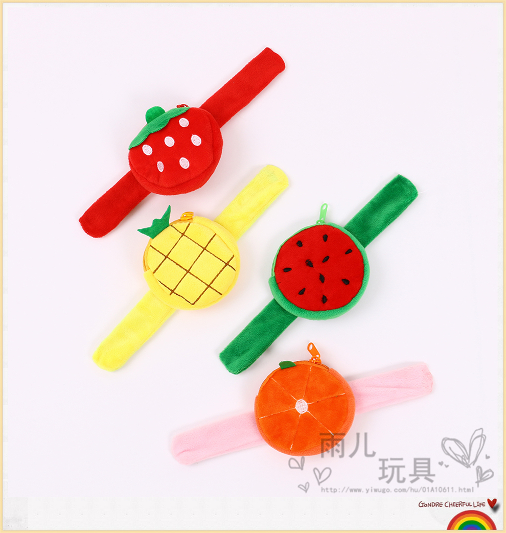 Cute Cartoon Fruit Series Plush Coin Purse New Children's Ring Pop Doll Wrist Strap Toy Small Wallet