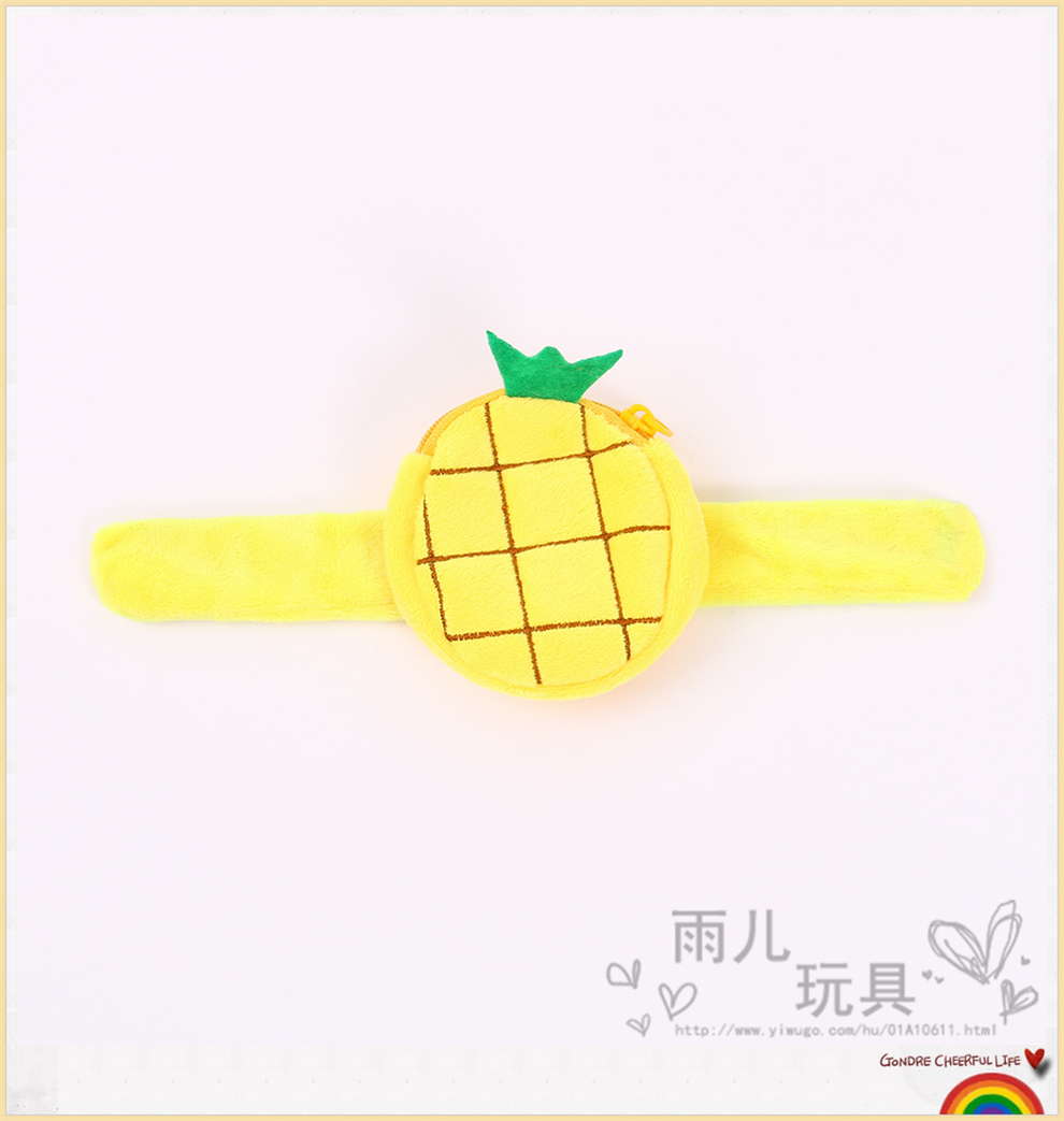 Cute Cartoon Fruit Series Plush Coin Purse New Children's Ring Pop Doll Wrist Strap Toy Small Wallet