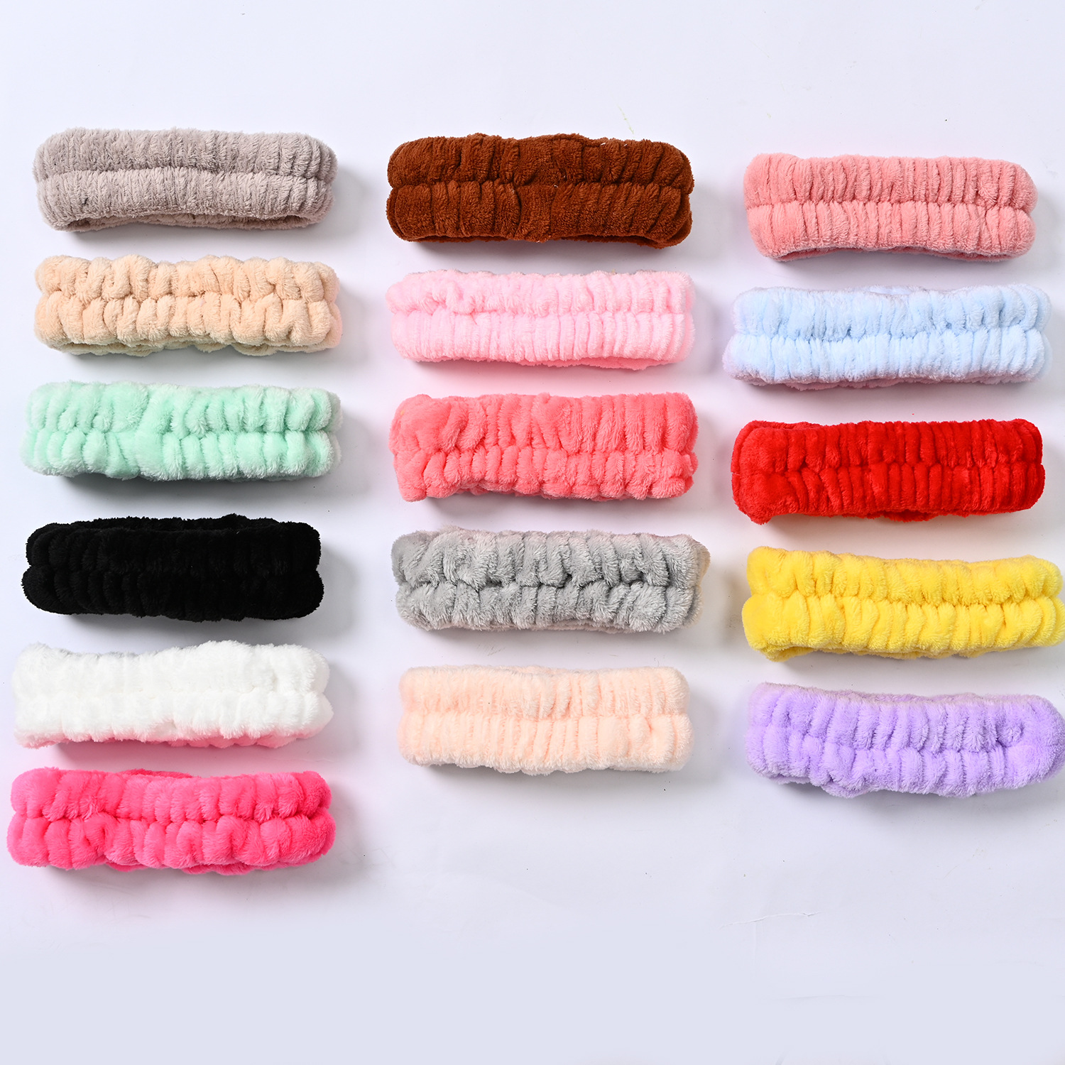 Hundred Hair Bands with Flannel Wrist Headband Accessories Pure Color Hair Ring Sample Customization Processing Semi-Finished Products Hair Band