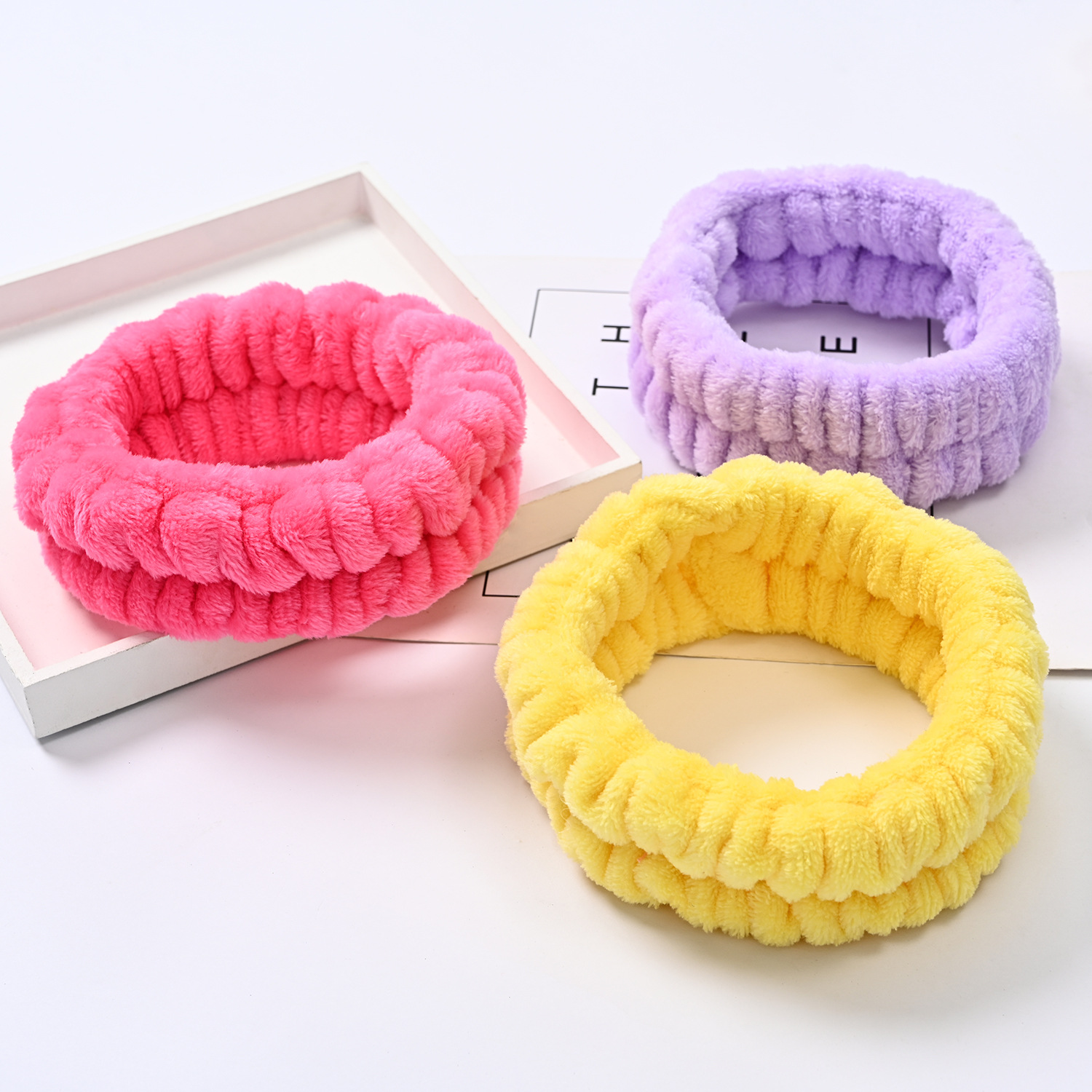 Hundred Hair Bands with Flannel Wrist Headband Accessories Pure Color Hair Ring Sample Customization Processing Semi-Finished Products Hair Band