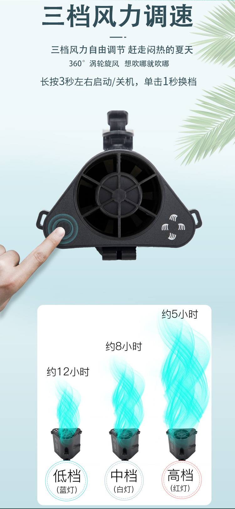2021 New Halter Wrist Hanging Fan Outdoor Carry Portable Heatstroke-Proof Cooling Strong Wind Working Floor Waist Fan