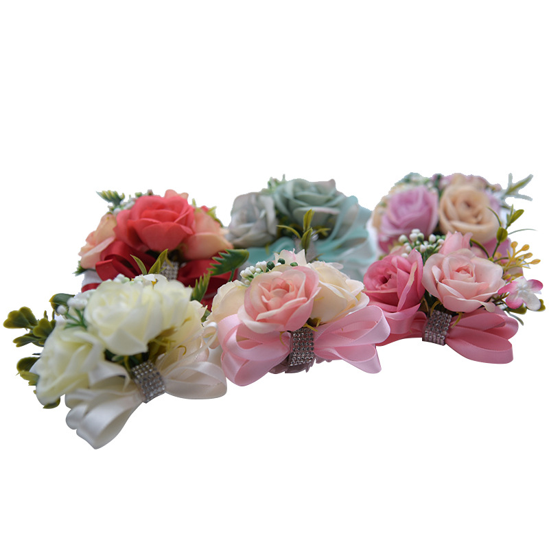 Korean Artificial Flower 714 Wrist Flower Korean Wedding Bride and Bridesmaid Wrist Flower Decorative Rose Bouquet