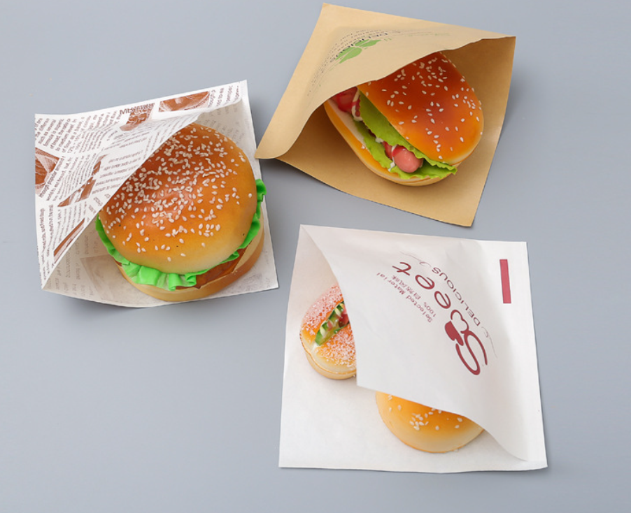 Factory Bread Simple Wrist Bag Paper Bag Customized L-Shaped Open Sandwich Triangle Bag Baking Oil-Proof Packaging Bag