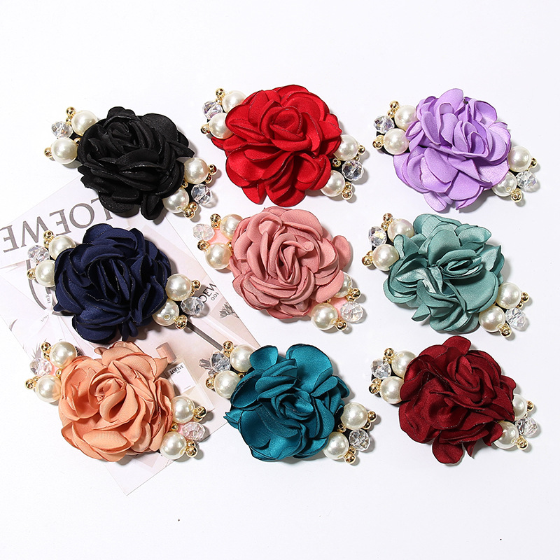 Korean version of fashion hair decoration large pearl rose flowers hair circle camellia hair rope headdress inlaid with Korean version of fashion hair decoration large pearl rose flowers hair circle camellia hair rope headdress inlaid with