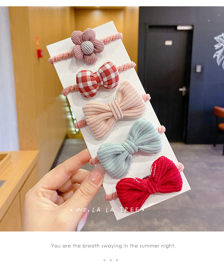 Children's Bow Hair Accessories Headdress Cute Flowers Ponytail Cute Princess Hair Band Hair Rope Girl Rubber Band Girl
