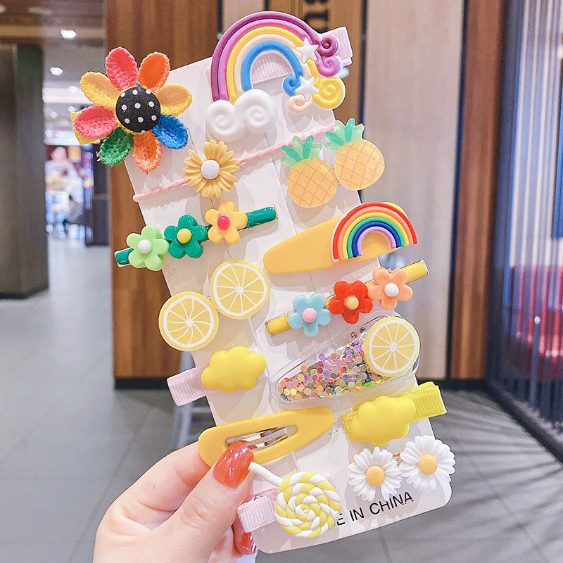 14-Piece Barrettes Baby Shredded Hair Side Clip Hair Accessories Girl&#039;s Hairpin Korean Flowers Little Girl Headdress Dq11