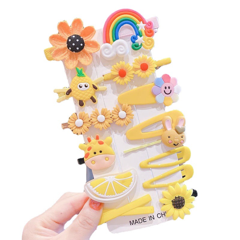 14-Piece Barrettes Baby Shredded Hair Side Clip Hair Accessories Girl&#039;s Hairpin Korean Flowers Little Girl Headdress Dq11