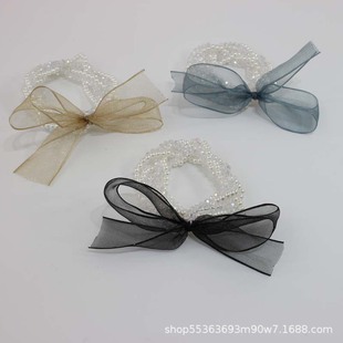 Korean-Style Cute Flowers Pearl Hair Band Women's Korean-Style Hairtie Top Cuft Ins Hair Accessories Woven Headband Hair Rope Headdress
