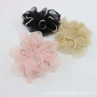 Korean-Style Cute Flowers Pearl Hair Band Women's Korean-Style Hairtie Top Cuft Ins Hair Accessories Woven Headband Hair Rope Headdress