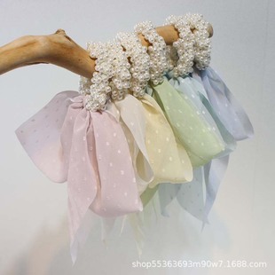 Korean-Style Cute Flowers Pearl Hair Band Women's Korean-Style Hairtie Top Cuft Ins Hair Accessories Woven Headband Hair Rope Headdress