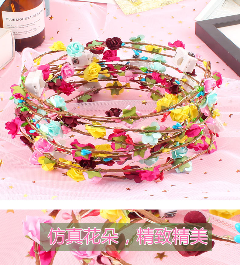 Luminous Garland Ten Lights Ten Flowers Luminous Garland Headdress Female Korean Rattan Headdress Flower Tourist Attractions Hot Sale Luminous Garland Ten Lights Ten Flowers Luminous Garland Headdress Female Korean Rattan Headdress Flower Tourist Attractions Hot Sale