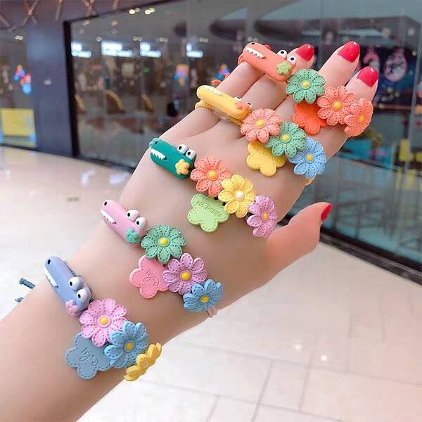 The New Student Headdress Ornament Dinosaur Cartoon Hair Little Daisy Flowers Rubber Band Two Yuan Supply Wholesale