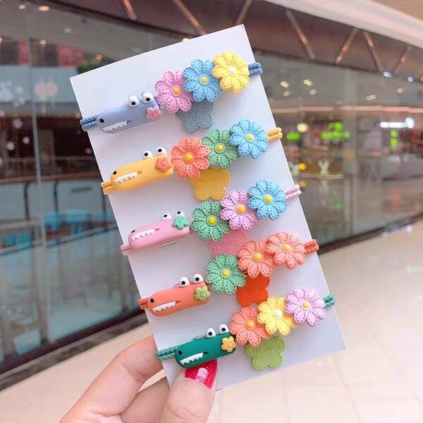 The New Student Headdress Ornament Dinosaur Cartoon Hair Little Daisy Flowers Rubber Band Two Yuan Supply Wholesale