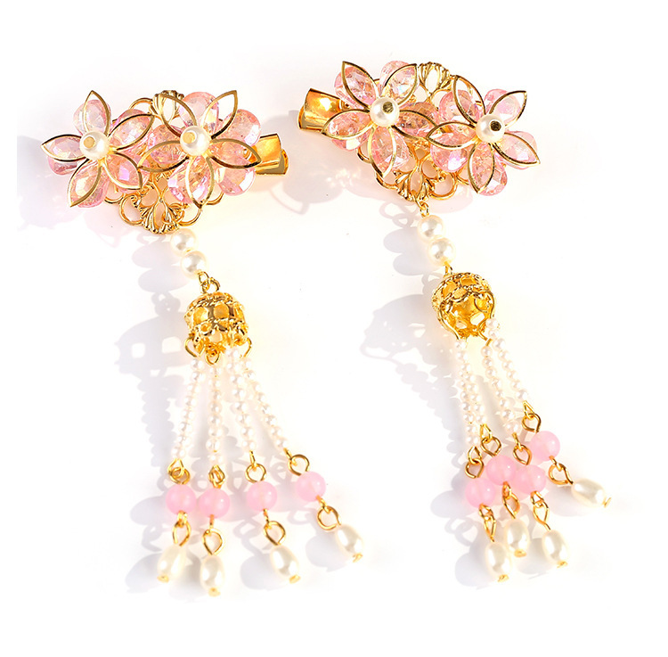 Princess Costume Barrettes Vintage Accessories Hair Accessories Ancient Style Han Chinese Clothing Headdress Flowers Girl Heart a Pair of Hairclips Hair Accessories