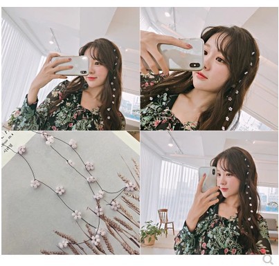 Korean Super Fairy Crystal Flowers Hair Comb Long Hair Decorative Headdress Fresh Invisible Streamer Hair Clips Hair Accessories Spring and Summer