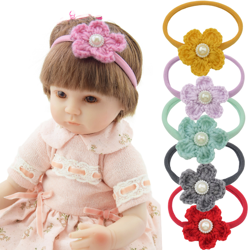 Children&#039;s Nylon Hair Band Elastic Soft Headband Wool Flowers Headdress Baby Decorative Headdress Flower Infant Photo Headgear