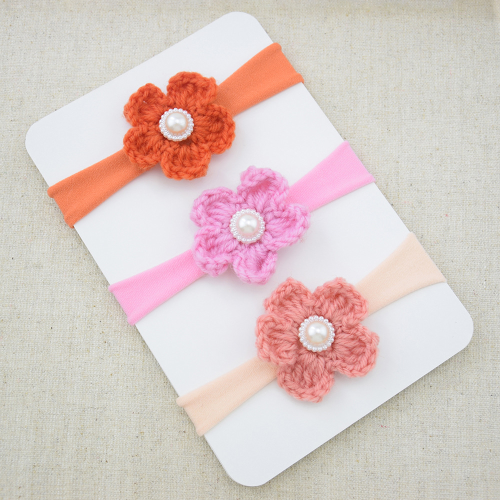 Children's Nylon Hair Band Elastic Soft Headband Wool Flowers Headdress Baby Decorative Headdress Flower Infant Photo Headgear
